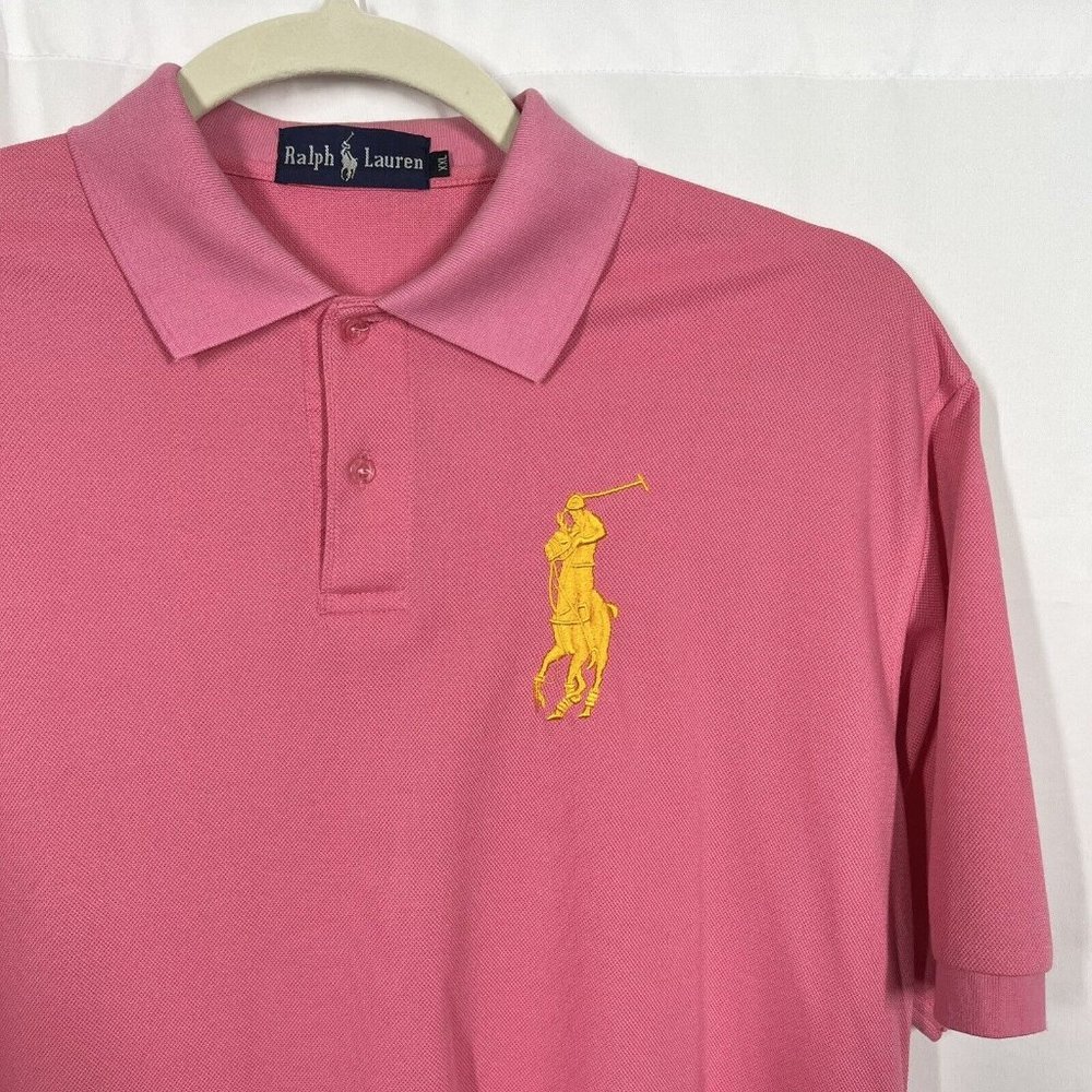 Ralph Lauren VTG Shirt Adult XXL Pink Polo Big Pony Golf  Rugby Mens Size 2XL